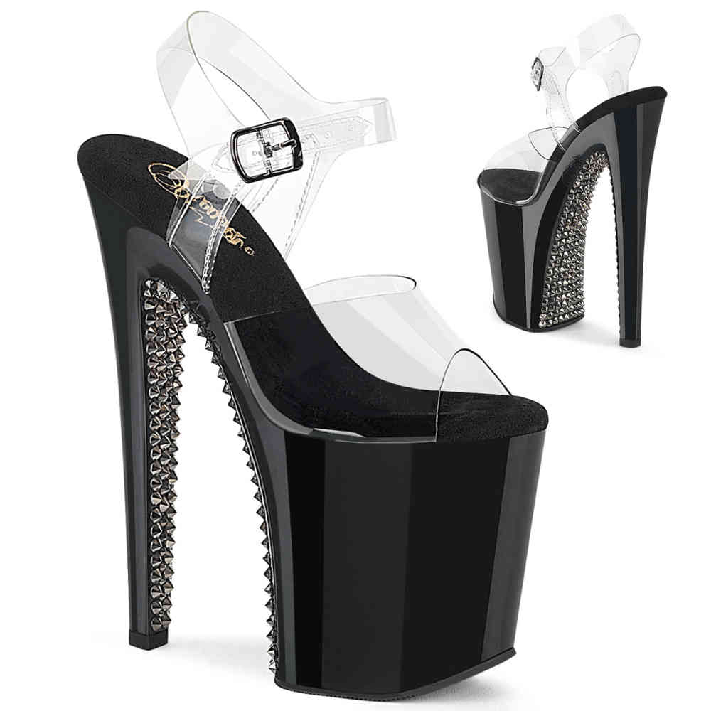 Pleaser - XTREME-808SPRS Sandale à bride à la cheville, Pole dance chaussures - Transparent